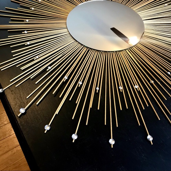 35" Gold Sunburst Mirror Decorative Wall Mirror - Picture 6 of 8